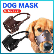 Adjustable Leather Pet Dog Mask Mouth Muzzle Anti Barking Bite Stop Chewing Brown - L V528-DOGMASK-BROWN-L-931797