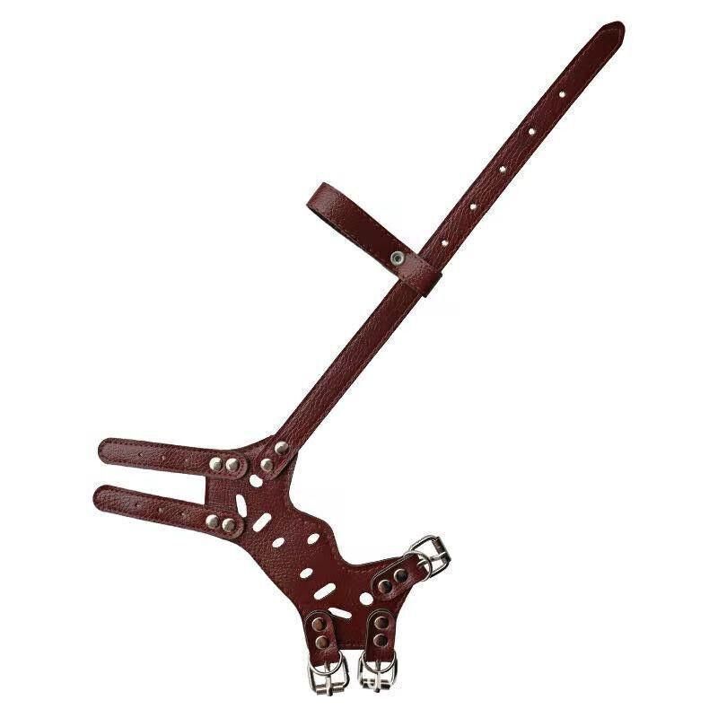 Adjustable Leather Pet Dog Mask Mouth Muzzle Anti Barking Bite Stop Chewing Brown - S V528-DOGMASK-BROWN-S-351337