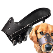 Adjustable Leather Pet Dog Mask Mouth Muzzle Anti Barking Bite Stop Chewing Brown - S V528-DOGMASK-BROWN-S-351337