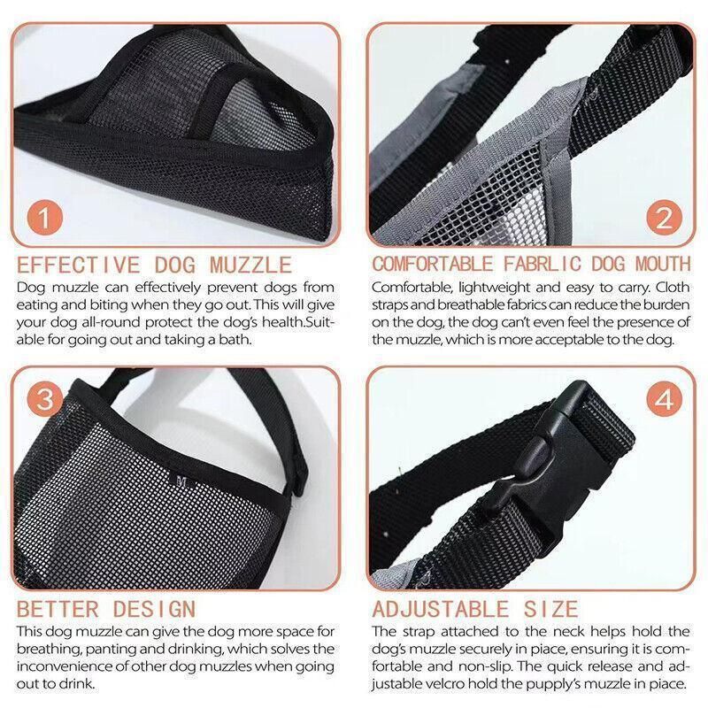 Adjustable XL Size Pet Dog Mask Mouth Muzzle Anti Barking Bite Stop Chewing Mask - Black V528-DOGMUZZLE-BLACK-L-85334
