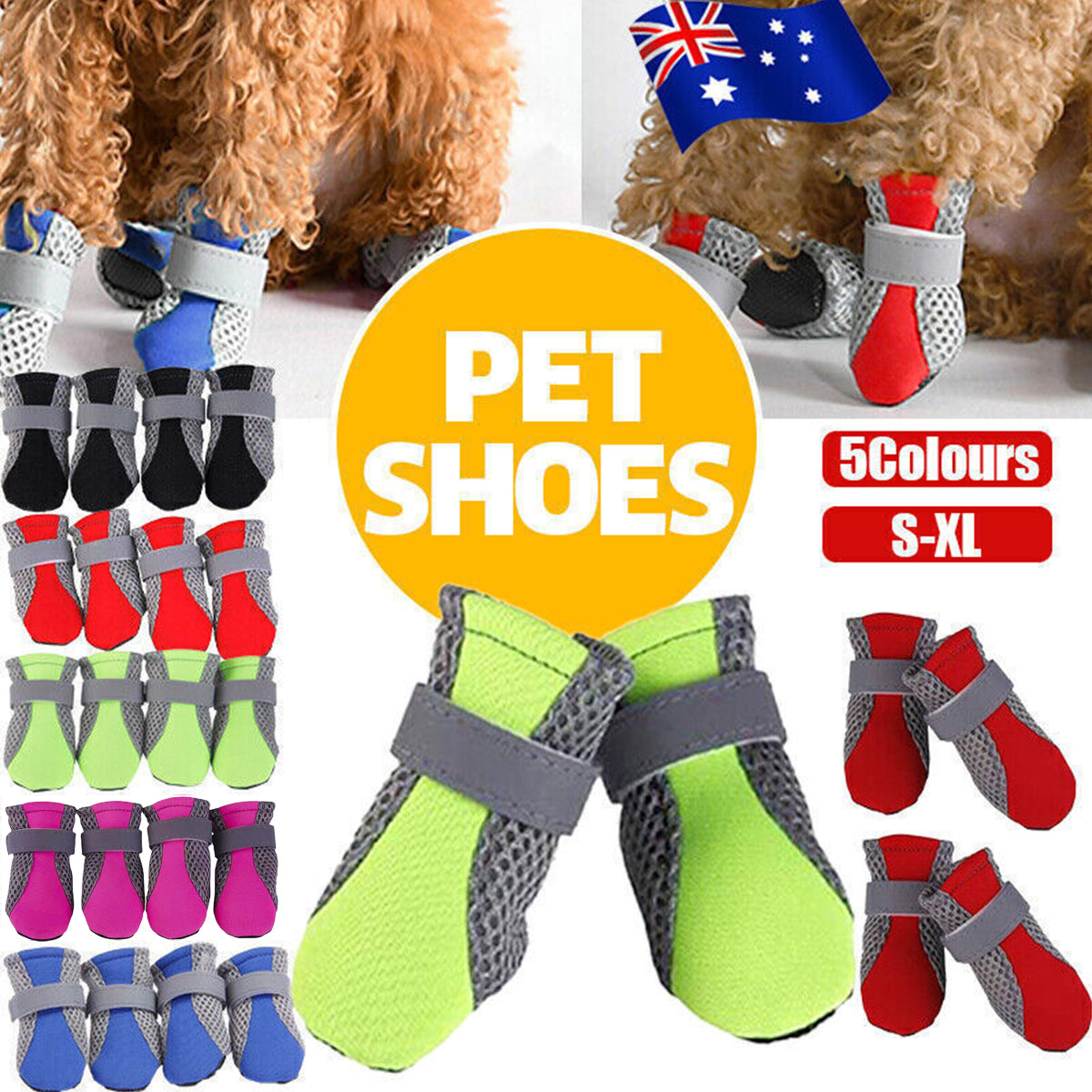 4Pcs XL Size Anti Slip Waterproof Protective Dog Shoes Rain Boots Pet Socks Booties - Green V528-DOGSHOE-GREEN-L-46966