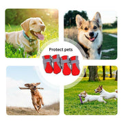 4PCS M Size Anti Slip Waterproof Protective Dog Shoes Rain Boots Pet Socks Booties - Rose Red V528-DOGSHOE-ROSERED-M-46177