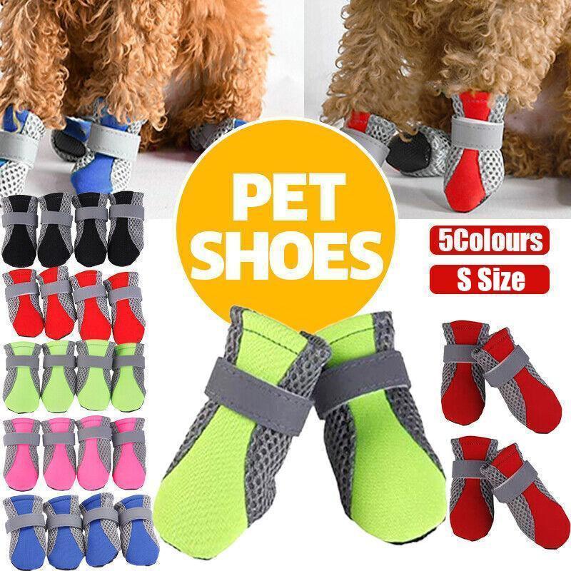 4PCS S Size Anti Slip Waterproof Protective Dog Shoes Rain Boots Pet Socks Booties - Rose Red V528-DOGSHOE-ROSERED-S-63859