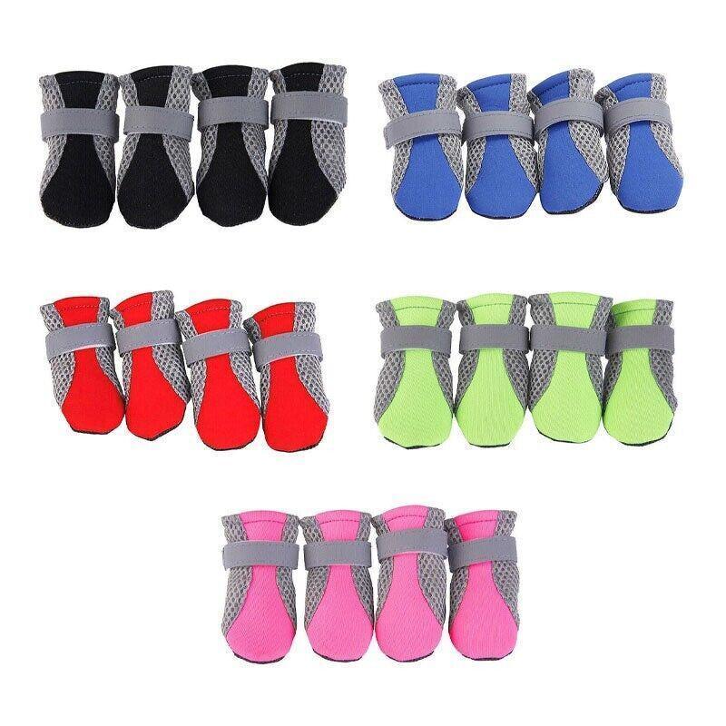 4PCS S Size Anti Slip Waterproof Protective Dog Shoes Rain Boots Pet Socks Booties - Rose Red V528-DOGSHOE-ROSERED-S-63859