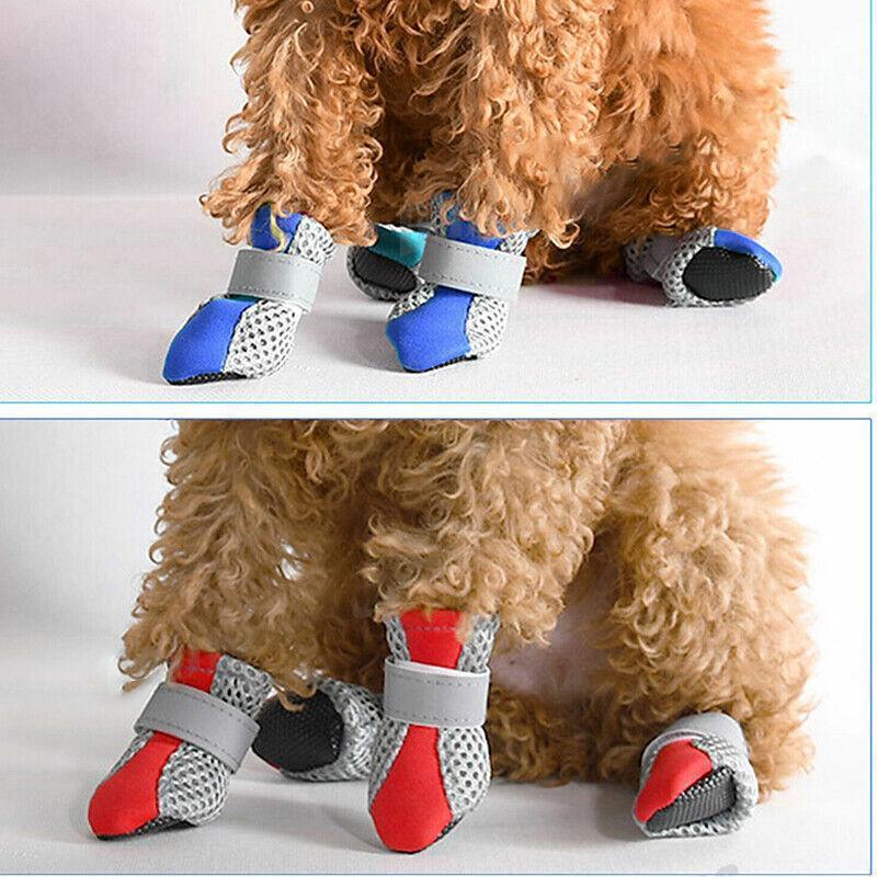4PCS S Size Anti Slip Waterproof Protective Dog Shoes Rain Boots Pet Socks Booties - Rose Red V528-DOGSHOE-ROSERED-S-63859
