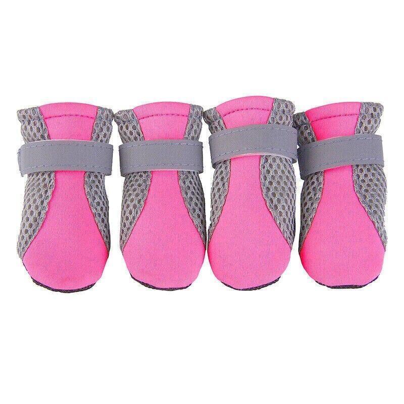 4PCS S Size Anti Slip Waterproof Protective Dog Shoes Rain Boots Pet Socks Booties - Rose Red V528-DOGSHOE-ROSERED-S-63859