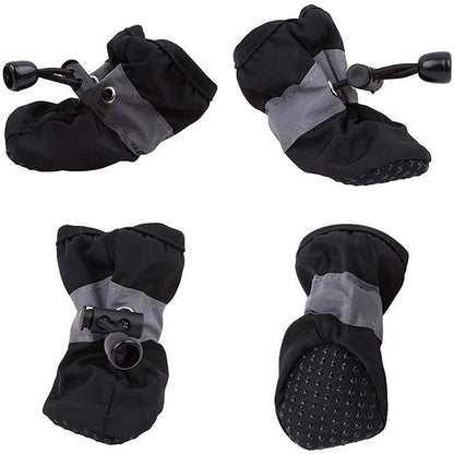 Set Anti Slip Waterproof Protective Dog Shoes Rain Boots Pet Socks Booties 4Pcs - 2XL V528-DOGSHOES-5BLACK-78768