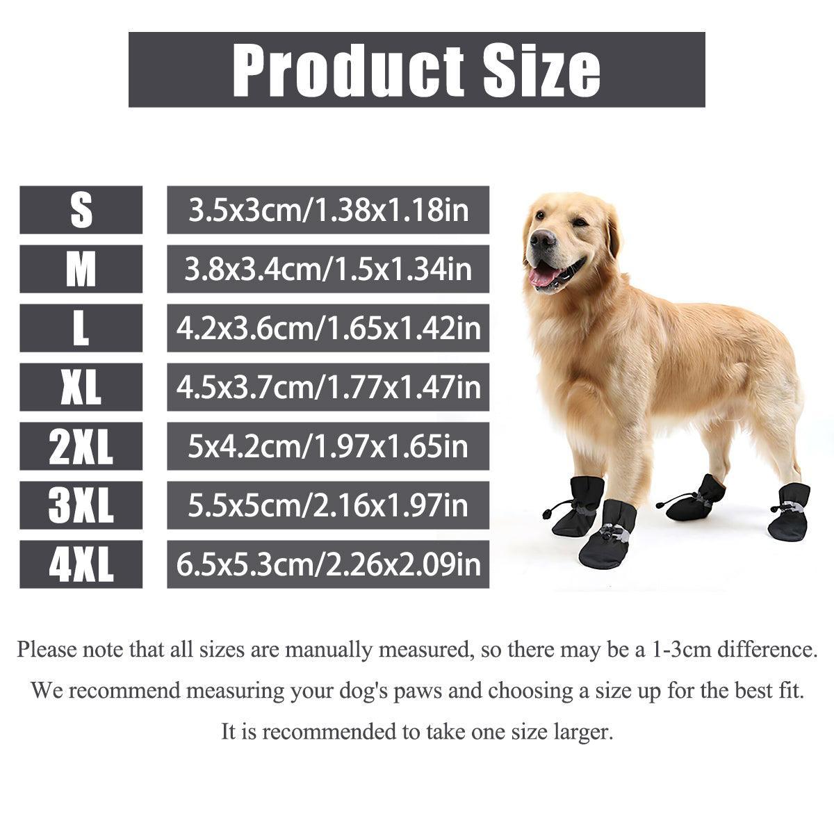 Set Anti Slip Waterproof Protective Dog Shoes Rain Boots Pet Socks Booties 4Pcs - 4XL V528-DOGSHOES-7BLACK-56653