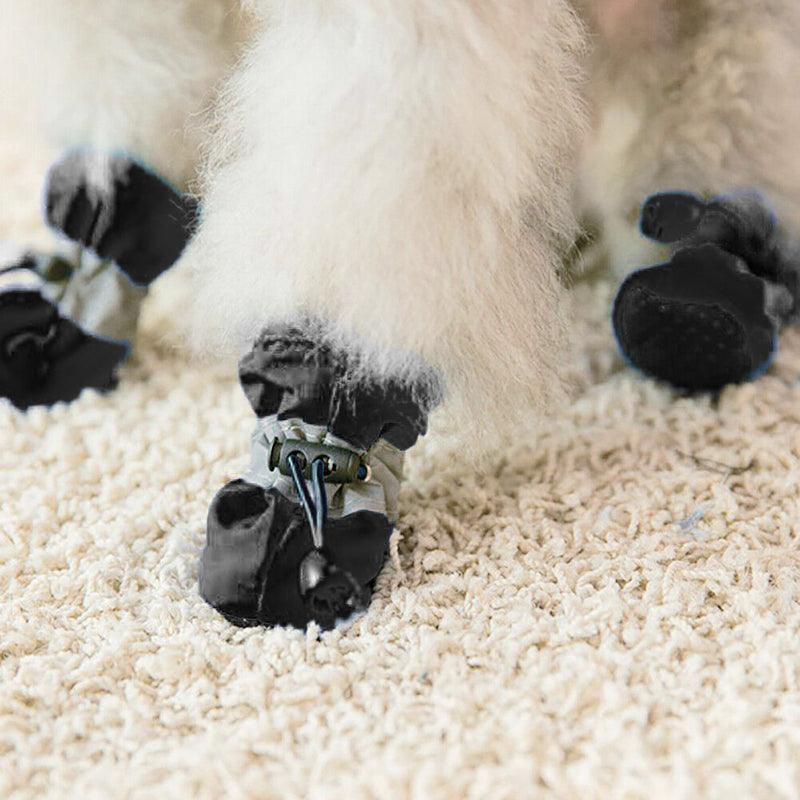 Set Anti Slip Waterproof Protective Dog Shoes Rain Boots Pet Socks Booties 4Pcs - 4XL V528-DOGSHOES-7BLACK-56653