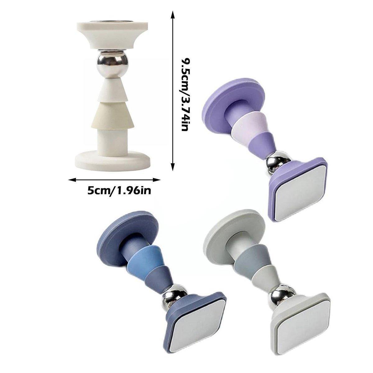 Silicone Silent Door Stopper with Suction Base and Secure Hold Catch Design - Grey V528-DOOR-GREY-820038