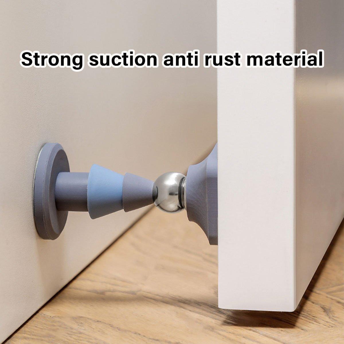 Silicone Silent Door Stopper with Suction Base and Secure Hold Catch Design - Grey V528-DOOR-GREY-820038