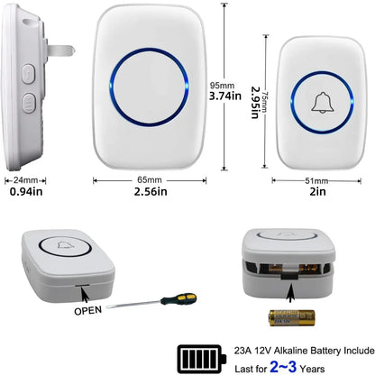 Wireless Doorbell Kit Home Call Button Remote Control White Waterproof Chime - White V528-DOORBELL-WHITE-727801