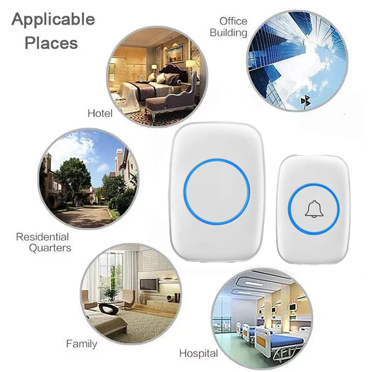 Wireless Doorbell Kit Home Call Button Remote Control White Waterproof Chime - White V528-DOORBELL-WHITE-727801