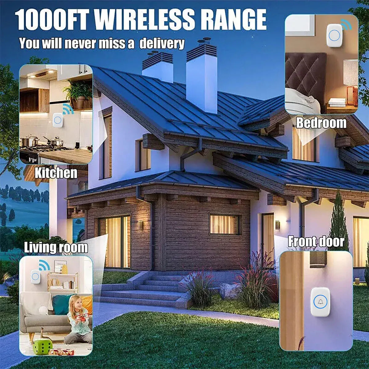 Wireless Doorbell Kit Home Call Button Remote Control White Waterproof Chime - White V528-DOORBELL-WHITE-727801