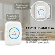 Wireless Doorbell Kit Home Call Button Remote Control White Waterproof Chime - White V528-DOORBELL-WHITE-727801