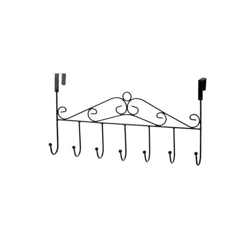 7-Hooks For Bedroom Over The Door Hanger Clothes Storage Towel Iron Hanging Rack - Black V528-DOORHANGER-BLACK-834456