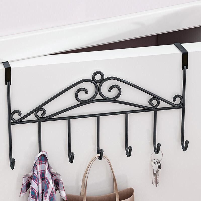 7-Hooks For Bedroom Over The Door Hanger Clothes Storage Towel Iron Hanging Rack - Black V528-DOORHANGER-BLACK-834456
