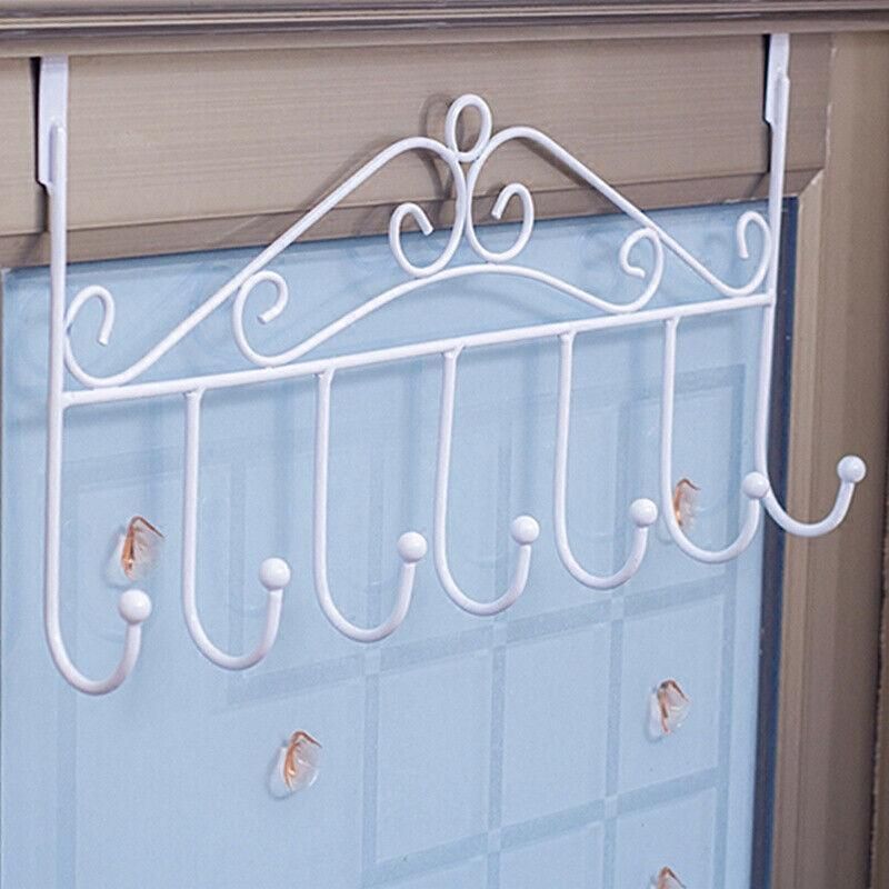 7-Hooks For Bedroom Over The Door Hanger Clothes Storage Towel Iron Hanging Rack - Black V528-DOORHANGER-BLACK-834456
