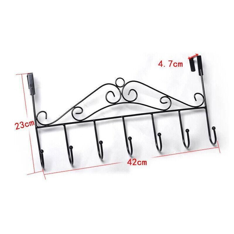 7-Hooks For Bedroom Over The Door Hanger Clothes Storage Towel Iron Hanging Rack - Black V528-DOORHANGER-BLACK-834456