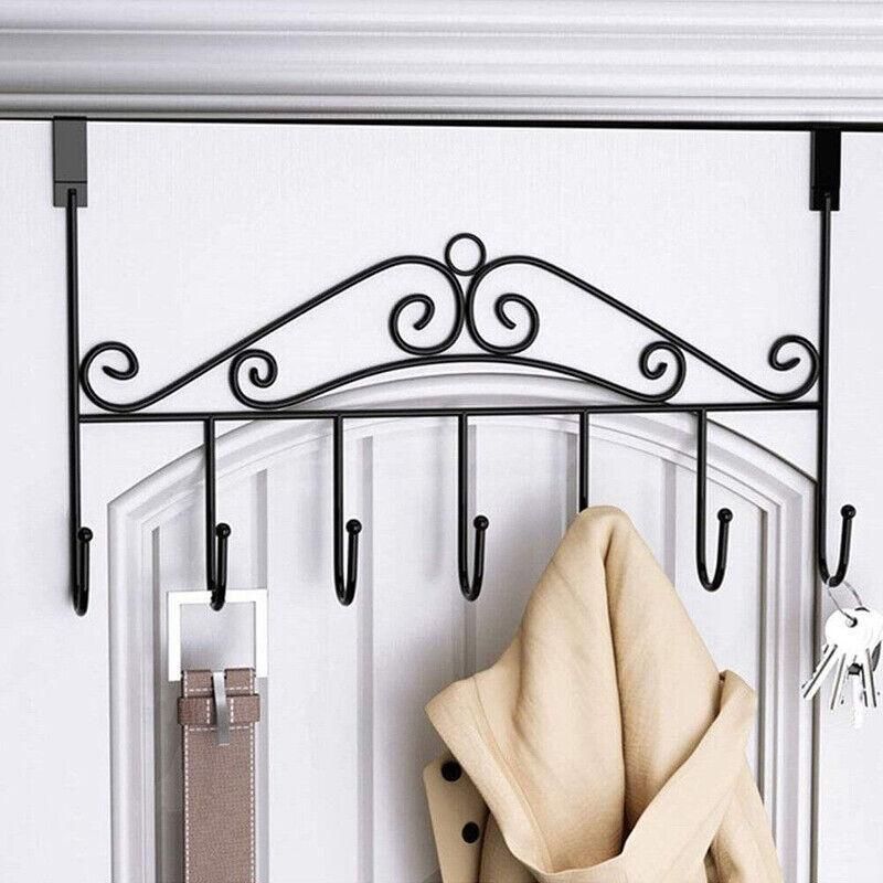 7-Hooks For Bedroom Over The Door Hanger Clothes Storage Towel Iron Hanging Rack - Black V528-DOORHANGER-BLACK-834456