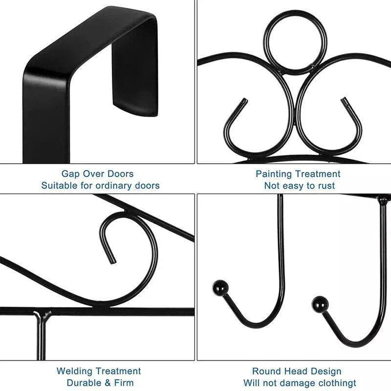 7-Hooks For Bedroom Over The Door Hanger Clothes Storage Towel Iron Hanging Rack - Black V528-DOORHANGER-BLACK-834456