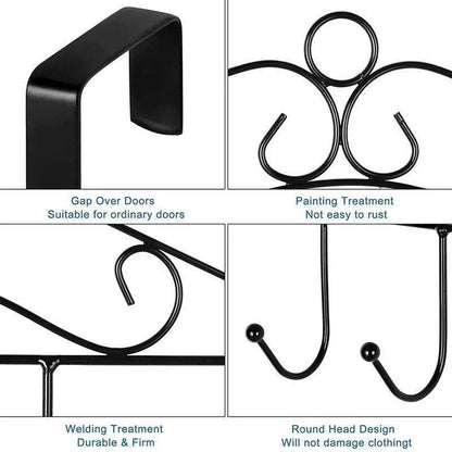 7-Hooks For Bedroom Over The Door Hanger Clothes Storage Towel Iron Hanging Rack - Black V528-DOORHANGER-BLACK-834456