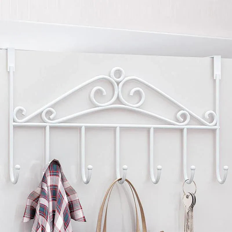 7-Hooks For Bedroom Over The Door Hanger Clothes Storage Towel Iron Hanging Rack - Black V528-DOORHANGER-BLACK-834456