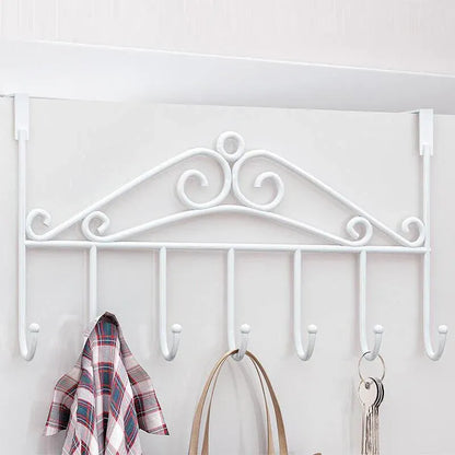 7-Hooks For Bedroom Over The Door Hanger Clothes Storage Towel Iron Hanging Rack - Black V528-DOORHANGER-BLACK-834456
