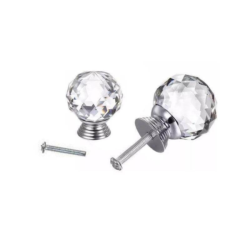 Crystal Glass Cabinet Knobs Drawer Pull Handles Cupboard Door Knob with Screws 10Pcs - 40mm V528-DOORKNOBS-40MM-10PCS-897410