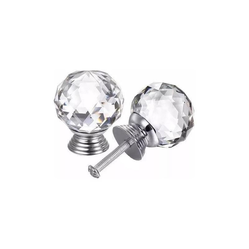 Crystal Glass Cabinet Knobs Drawer Pull Handles Cupboard Door Knob with Screws 10Pcs - 40mm V528-DOORKNOBS-40MM-10PCS-897410