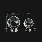 Crystal Glass Cabinet Knobs Drawer Pull Handles Cupboard Door Knob with Screws 10Pcs - 40mm V528-DOORKNOBS-40MM-10PCS-897410