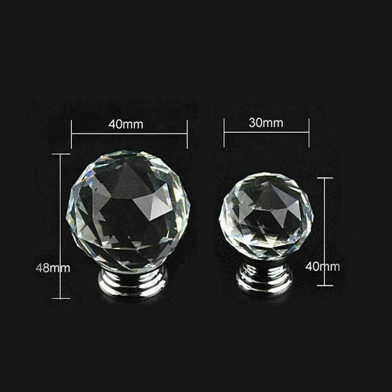Crystal Glass Cabinet Knobs Drawer Pull Handles Cupboard Door Knob with Screws 10Pcs - 40mm V528-DOORKNOBS-40MM-10PCS-897410