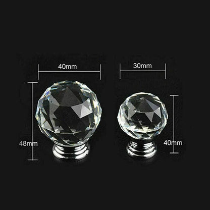 Crystal Glass Cabinet Knobs Drawer Pull Handles Cupboard Door Knob with Screws 10Pcs - 40mm V528-DOORKNOBS-40MM-10PCS-897410