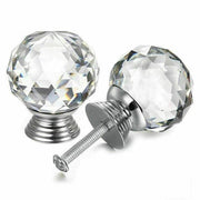 Crystal Glass Cabinet Knobs Drawer Pull Handles Cupboard Door Knob with Screws 10Pcs - 40mm V528-DOORKNOBS-40MM-10PCS-897410