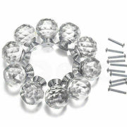 Crystal Glass Cabinet Knobs Drawer Pull Handles Cupboard Door Knob with Screws 10Pcs - 40mm V528-DOORKNOBS-40MM-10PCS-897410