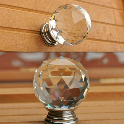 Crystal Glass Cabinet Knobs Drawer Pull Handles Cupboard Door Knob with Screws 10Pcs - 40mm V528-DOORKNOBS-40MM-10PCS-897410