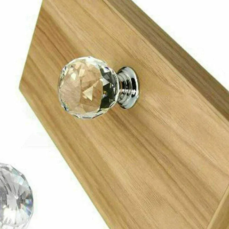 Crystal Glass Cabinet Knobs Drawer Pull Handles Cupboard Door Knob with Screws 10Pcs - 40mm V528-DOORKNOBS-40MM-10PCS-897410