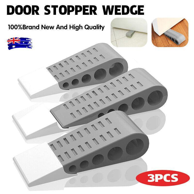 3Pcs Rubber Grip Wedge Door Stoppers Floor Carpet Heavy Duty Door Stop Security V528-DOORSTOPPER-3PCS-53117