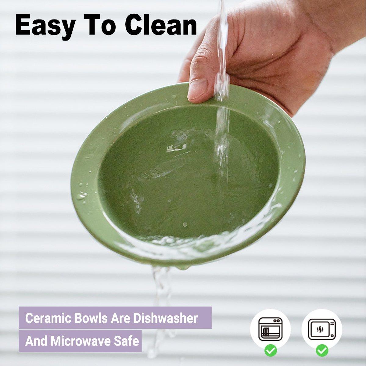 Ceramic Slanted Double Pet Bowl Cat Dog Food Water Bowl Non-Slip Feeding Dish - Green V528-DOUBLE-BOWL-GREEN-504558