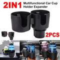 2pcs Car Cup Holder Organiser Dual 2-in-1 Adjustable Drink Holder for Vehicles V528-DOUBLE-CUP-BLACK-2PCS-617830