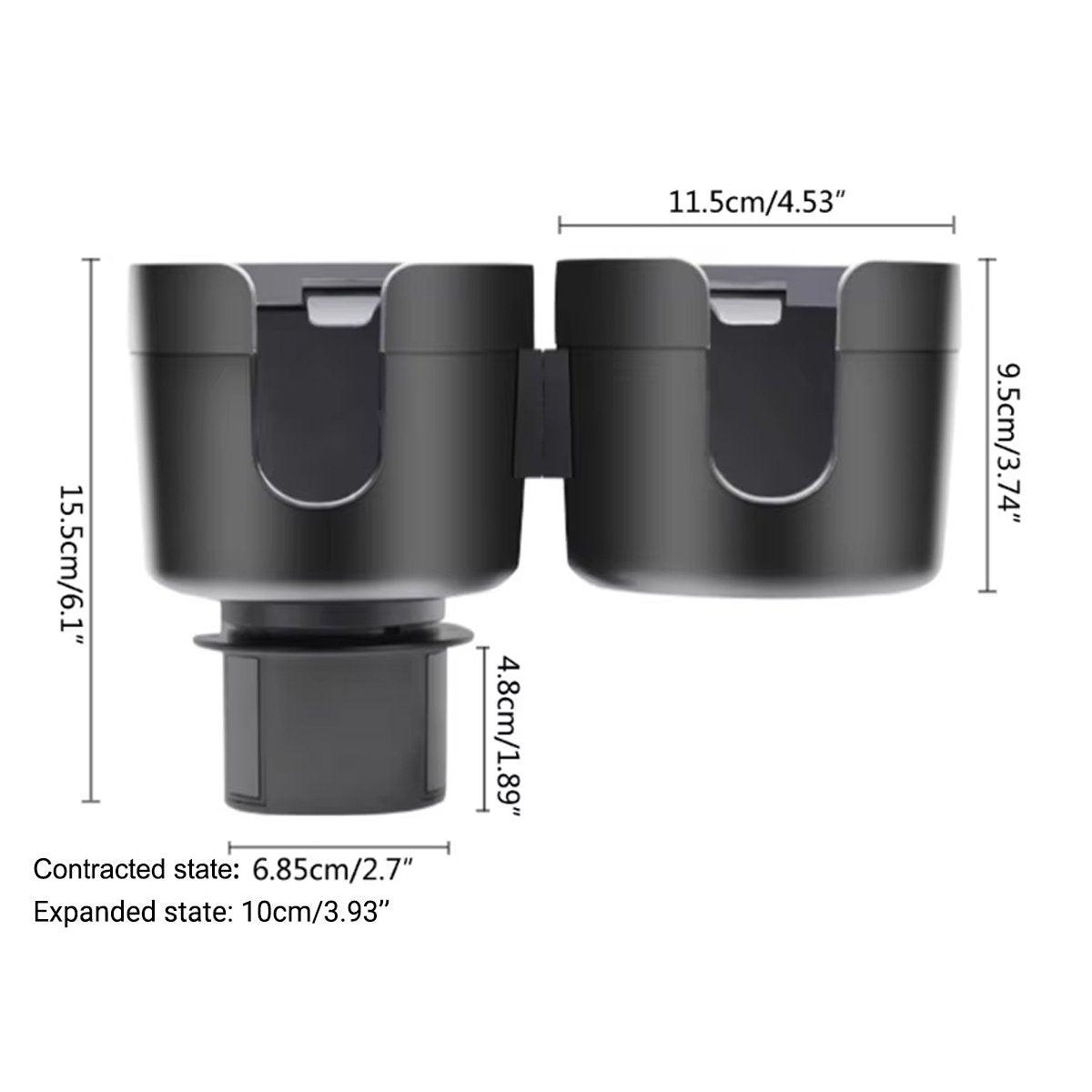 2pcs Car Cup Holder Organiser Dual 2-in-1 Adjustable Drink Holder for Vehicles V528-DOUBLE-CUP-BLACK-2PCS-617830