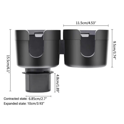 2pcs Car Cup Holder Organiser Dual 2-in-1 Adjustable Drink Holder for Vehicles V528-DOUBLE-CUP-BLACK-2PCS-617830