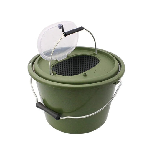 Portable Double Live Fish Bucket Breathable Fish Storage Container for Fishing - M V528-DOUBLE-LAYER-FISH-BUCKET-M-387422