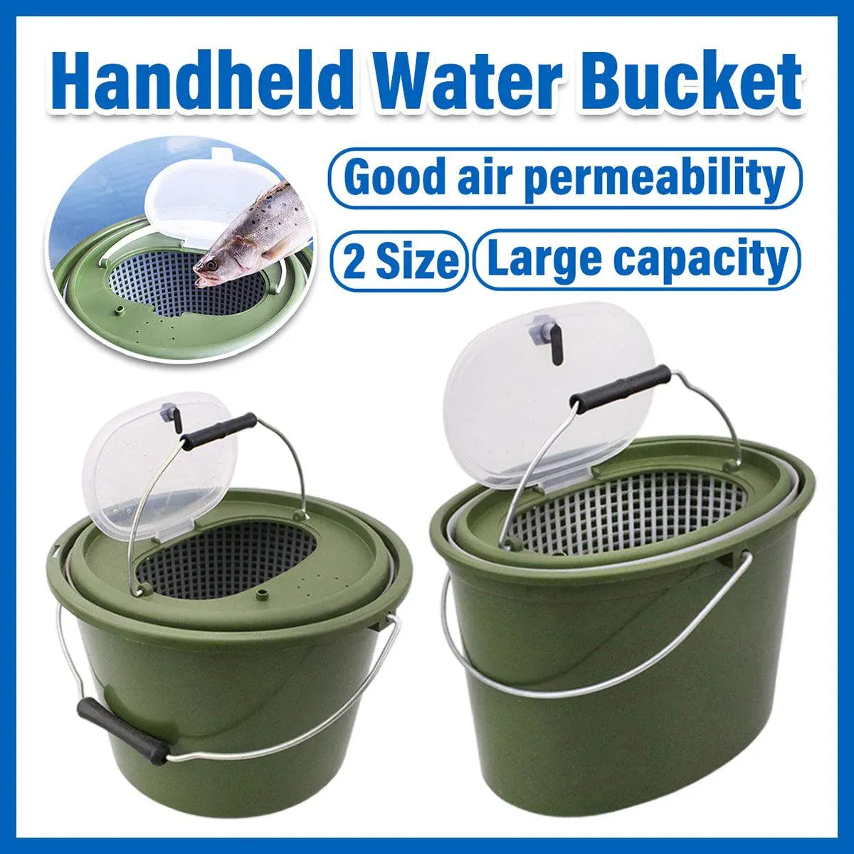 Portable Double Live Fish Bucket Breathable Fish Storage Container for Fishing - M V528-DOUBLE-LAYER-FISH-BUCKET-M-387422