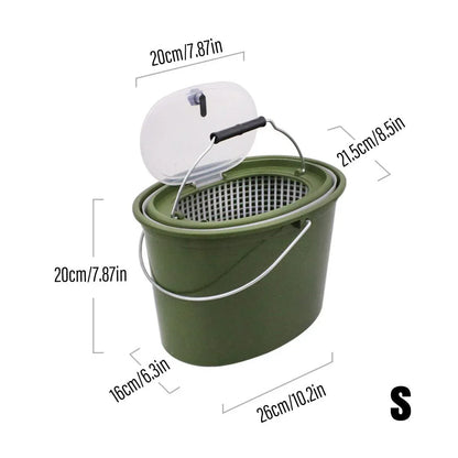 Portable Double Live Fish Bucket Breathable Fish Storage Container for Fishing - M V528-DOUBLE-LAYER-FISH-BUCKET-M-387422
