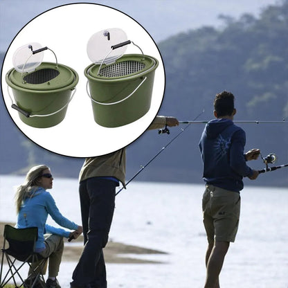 Portable Double Live Fish Bucket Breathable Fish Storage Container for Fishing - M V528-DOUBLE-LAYER-FISH-BUCKET-M-387422
