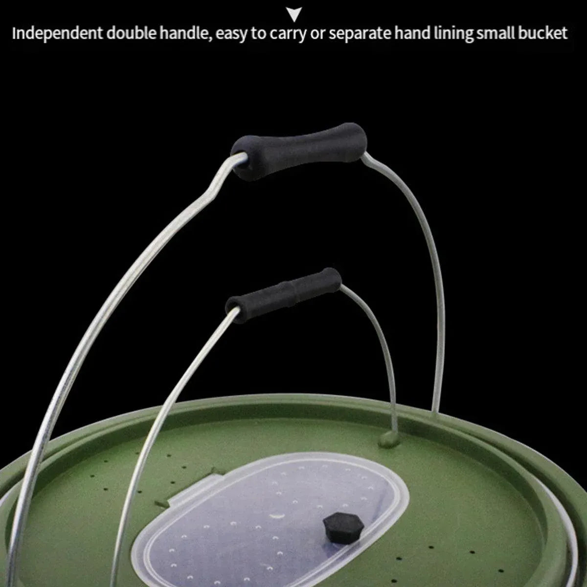 Portable Double Live Fish Bucket Breathable Fish Storage Container for Fishing - M V528-DOUBLE-LAYER-FISH-BUCKET-M-387422