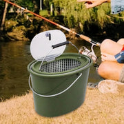 Portable Double Live Fish Bucket Breathable Fish Storage Container for Fishing - M V528-DOUBLE-LAYER-FISH-BUCKET-M-387422