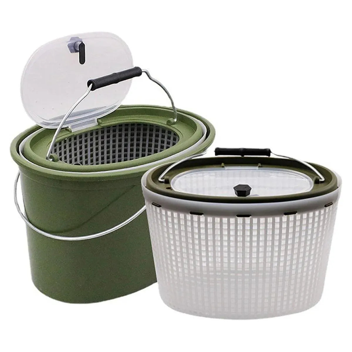 Portable Double Live Fish Bucket Breathable Fish Storage Container for Fishing - M V528-DOUBLE-LAYER-FISH-BUCKET-M-387422