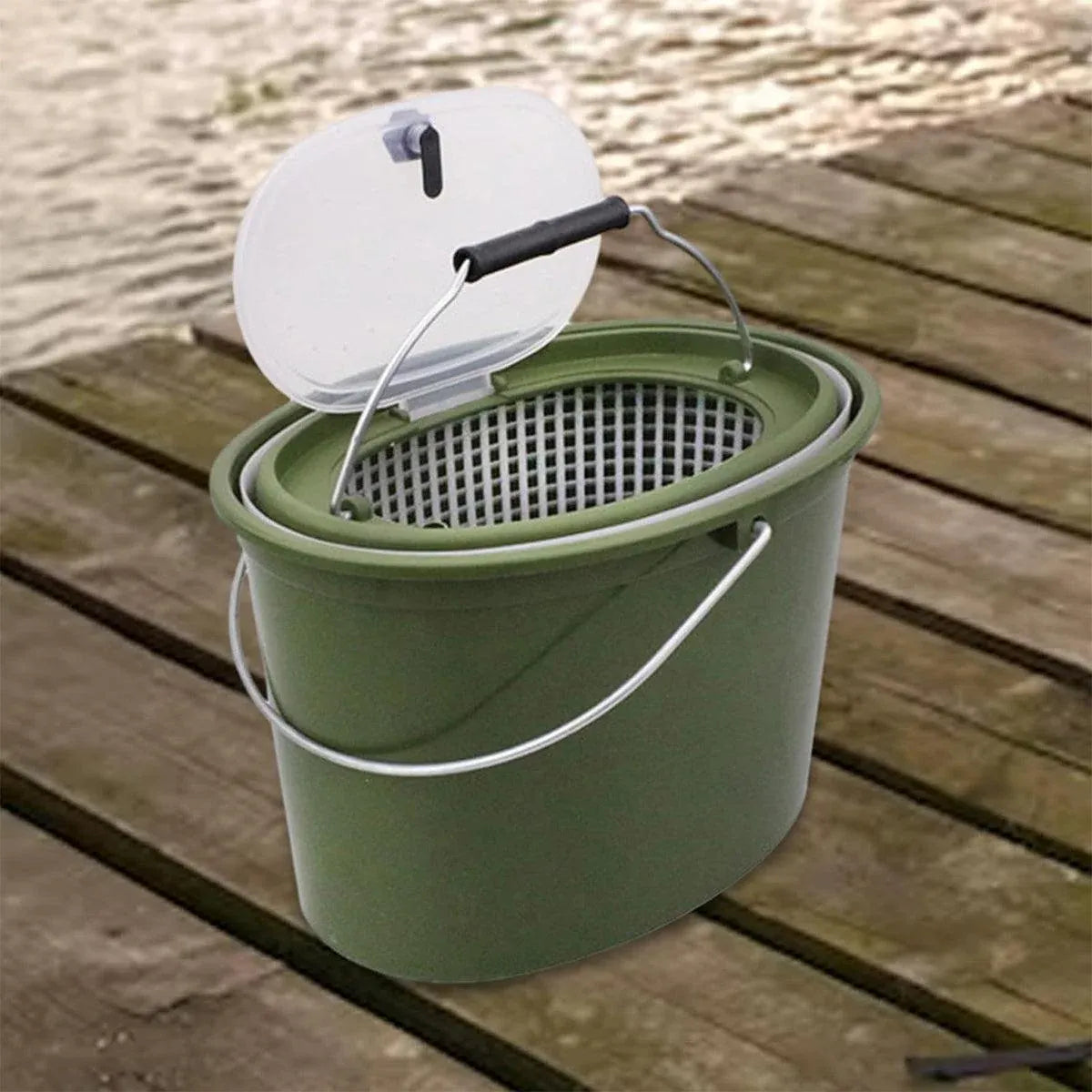 Portable Double Live Fish Bucket Breathable Fish Storage Container for Fishing - S V528-DOUBLE-LAYER-FISH-BUCKET-S-680724